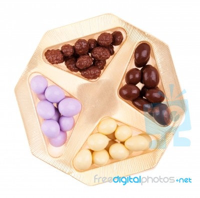 Chocolate Almonds Box Stock Photo