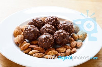 Chocolate And Almonds Stock Photo