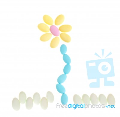 Chocolate Dragees Flower Stock Photo