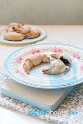 Chocolate Filled Crescent Rolls (croissants) With Ice Sugar Topp… Stock Photo