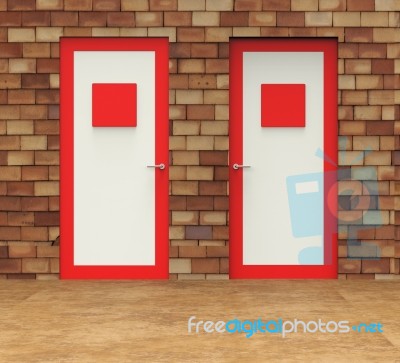 Choice Doors Means Choosing Decision And Doorframe Stock Image