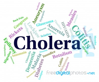Cholera Disease Represents Poor Health And Attack Stock Image