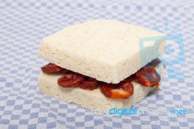 Chorizo And Traditional Bread Stock Photo