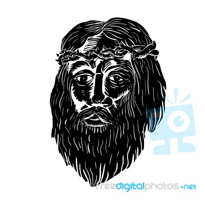 Christ Crown Of Thorns Woodcut Stock Image