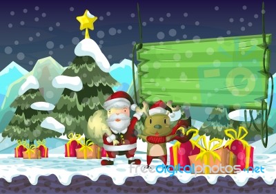  Christmas Background With Separated Layers For Game And Animation Stock Image