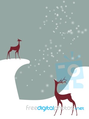 Christmas Card With Deer Stock Image