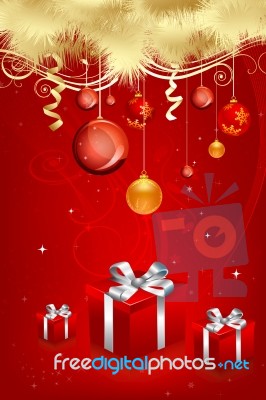 Christmas Card With Gifts Stock Image