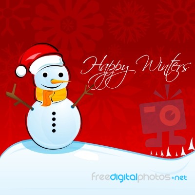 Christmas Card With Snowman Stock Image