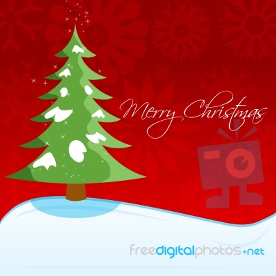 Christmas Card With Tree Stock Image