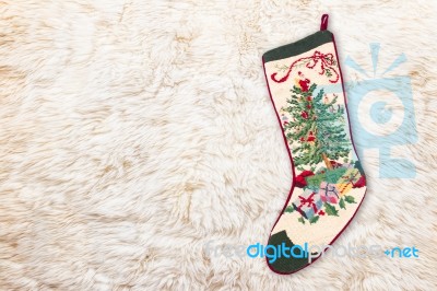 Christmas Cross Stitch Stocking Stock Photo