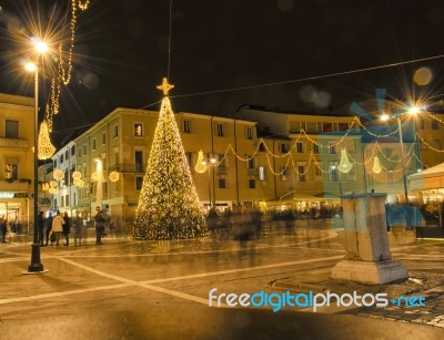Christmas Decorations In Rimini Stock Photo