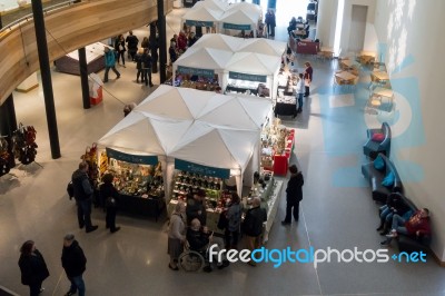 Christmas Fair In The Millennium Centre In Cardiff Stock Photo