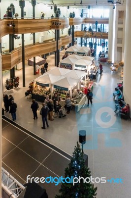 Christmas Fair In The Millennium Centre In Cardiff Stock Photo