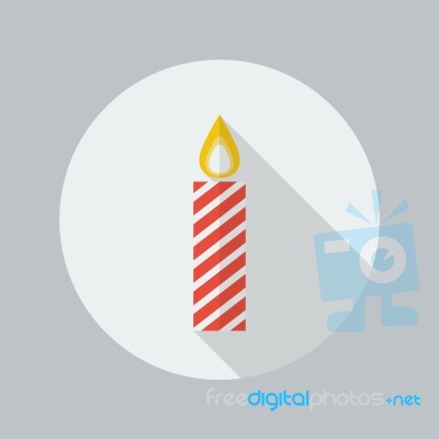Christmas Flat Icon. Candle Stock Image