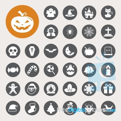 Christmas & Halloween Icon Set Stock Image