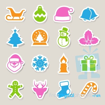 Christmas Icon Set Stock Photo