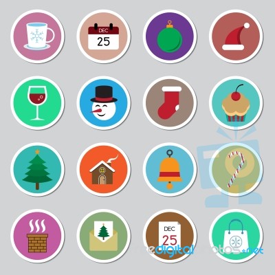 Christmas Icon Sticker Set  Illustration Stock Image