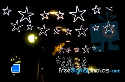 Christmas Light Stars Stock Photo