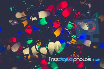 Christmas Lights Tangled Up Together Background Stock Photo