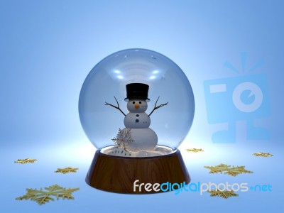 Christmas Snowglobe With Snowman Inside Stock Image