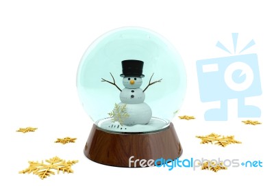 Christmas Snowglobe With Snowman Inside Stock Image
