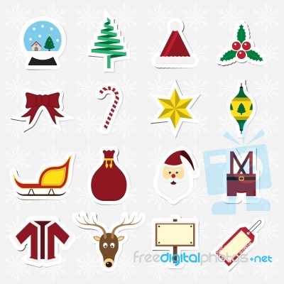 Christmas Sticker Icon Set  Illustration Stock Image