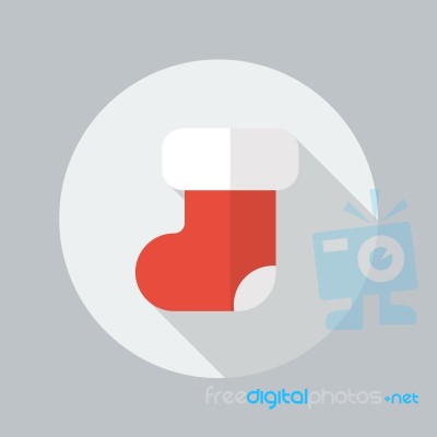 Christmas Stocking Flat Icon Stock Image