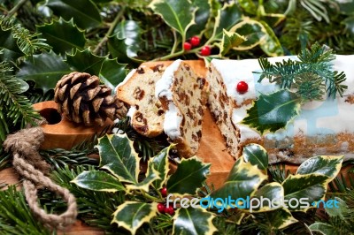 Christmas Stollen Stock Photo