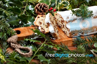 Christmas Stollen Stock Photo