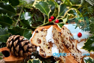 Christmas Stollen Stock Photo