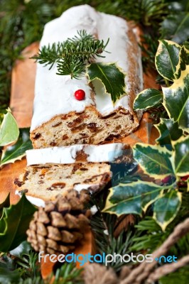 Christmas Stollen Stock Photo