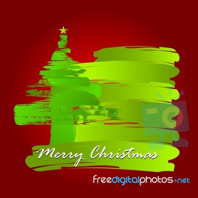 Christmas Tree Whit Paint Brush Stock Image