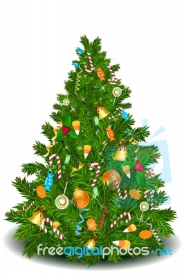 Christmas Tree With Sweets Stock Image