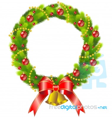 Christmas Wreath On White Background Stock Image