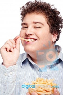 Chubby Man And Food Stock Photo