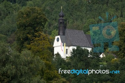 Church On A Hillside Near Mondsee Stock Photo
