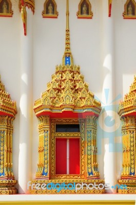 Church Window Carved Thai Motifs Beautifully Stock Photo