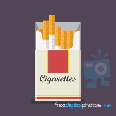 Cigarettes Pack In Flat Style Stock Image