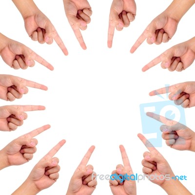 Circle By Pointing Fingers Stock Photo