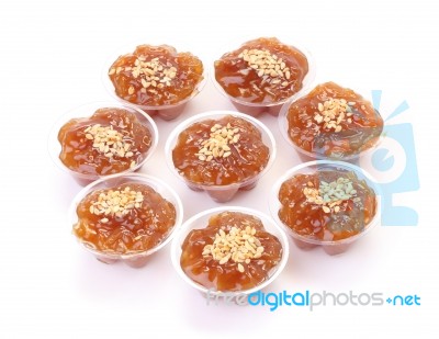 Circle Of Group Brown Flavored Sweet Translucent Gelatinous Rice… Stock Photo
