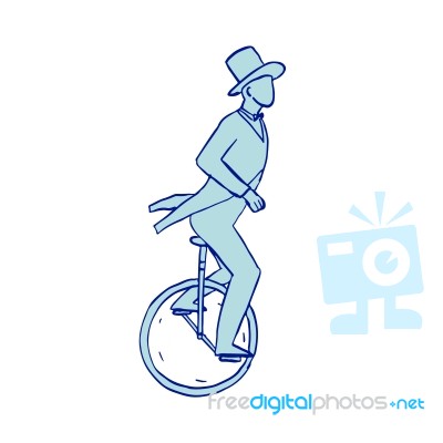 Circus Performer Riding Unicycle Drawing Stock Image