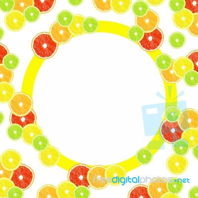 Citrus Isolated On A White Background With Frames For Design Stock Photo