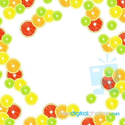 Citrus Isolated On A White Background With Frames For Design Stock Photo