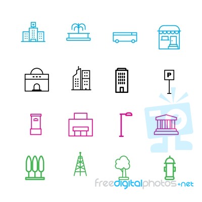 City Appliance Icon Set On White Background Stock Image