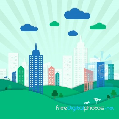 City Background Paper Cut Stock Image