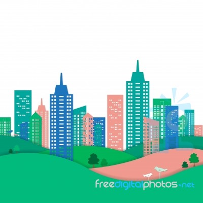 City Background Paper Cut Design Stock Image