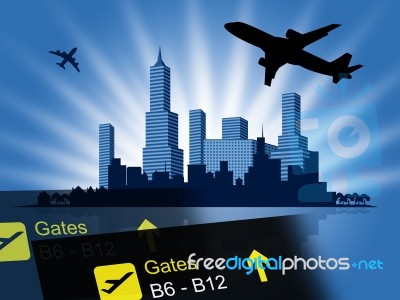 City Flight Shows Travel Departures And Metropolitan Stock Image