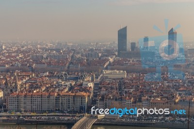 City Landscape In The City Of Lyon Stock Photo