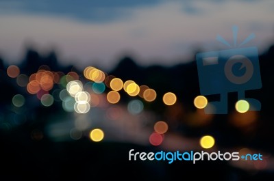 City Lights Circular Bokeh Abstract Background Stock Photo