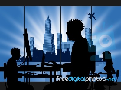 City Office Represents Pc Online And Monitor Stock Image